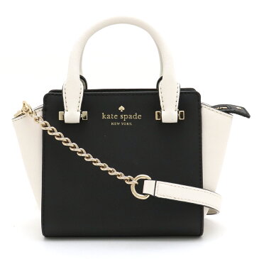 【バッグ】kate spade ケイトスペード ハンドバッグ ミニバッグ ショルダーバッグ 2WAY 斜め掛け レザー バイカラー ブラック 黒 オフホワイト 白 【中古】