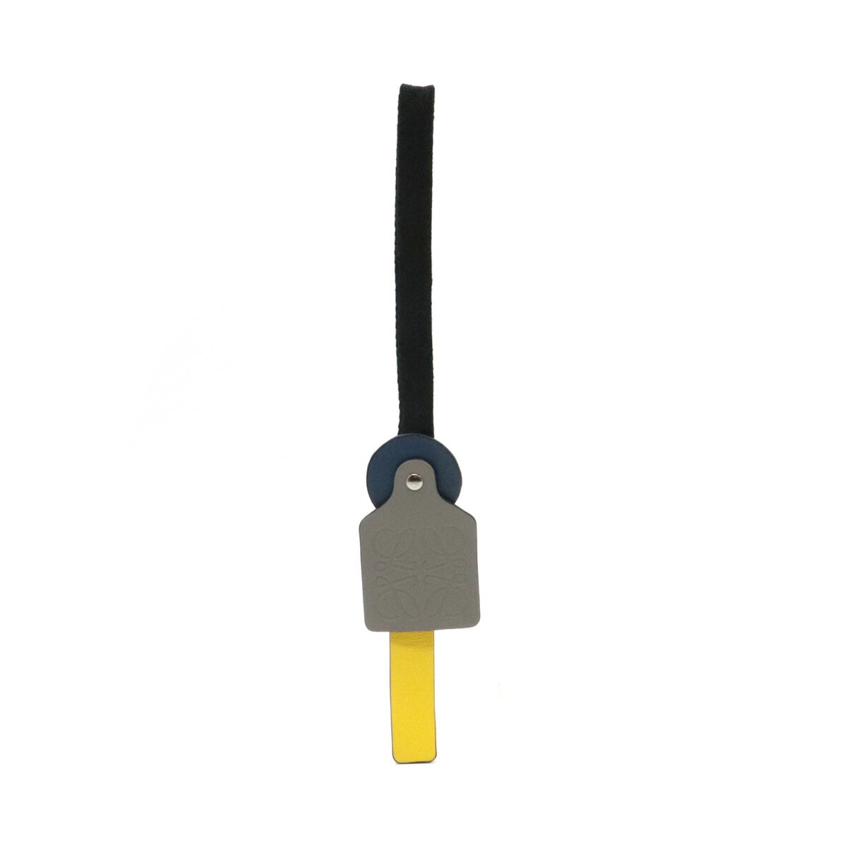 LOEWE ロエベ アナグラム バッグチャーム キーホルダー チャーム レザー グレー イエロー 黄色 ネイビー 紺 【中古】のサムネイル