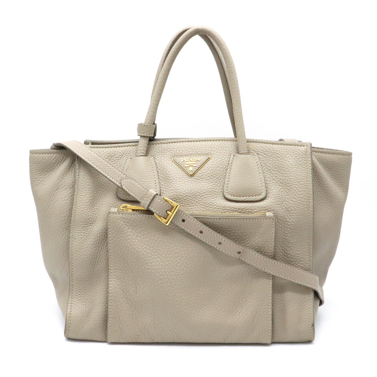 【バッグ】PRADA プラダ VITELLO PHENIX トートバッグ ハンドバッグ 2WAY ショルダーバッグ レザー グレージュ ゴールド金具 BN2795 【中古】