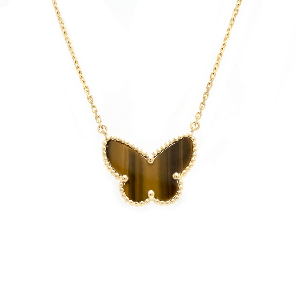 【ジュエリー】【新品仕上げ済】Van Cleef & Arpels ヴァン クリーフ & アーペル ラッキーアルハンブラ パピヨン ネックレス K18YG イエローゴールド タイガーアイ VCARD98500 【中古】のサムネイル