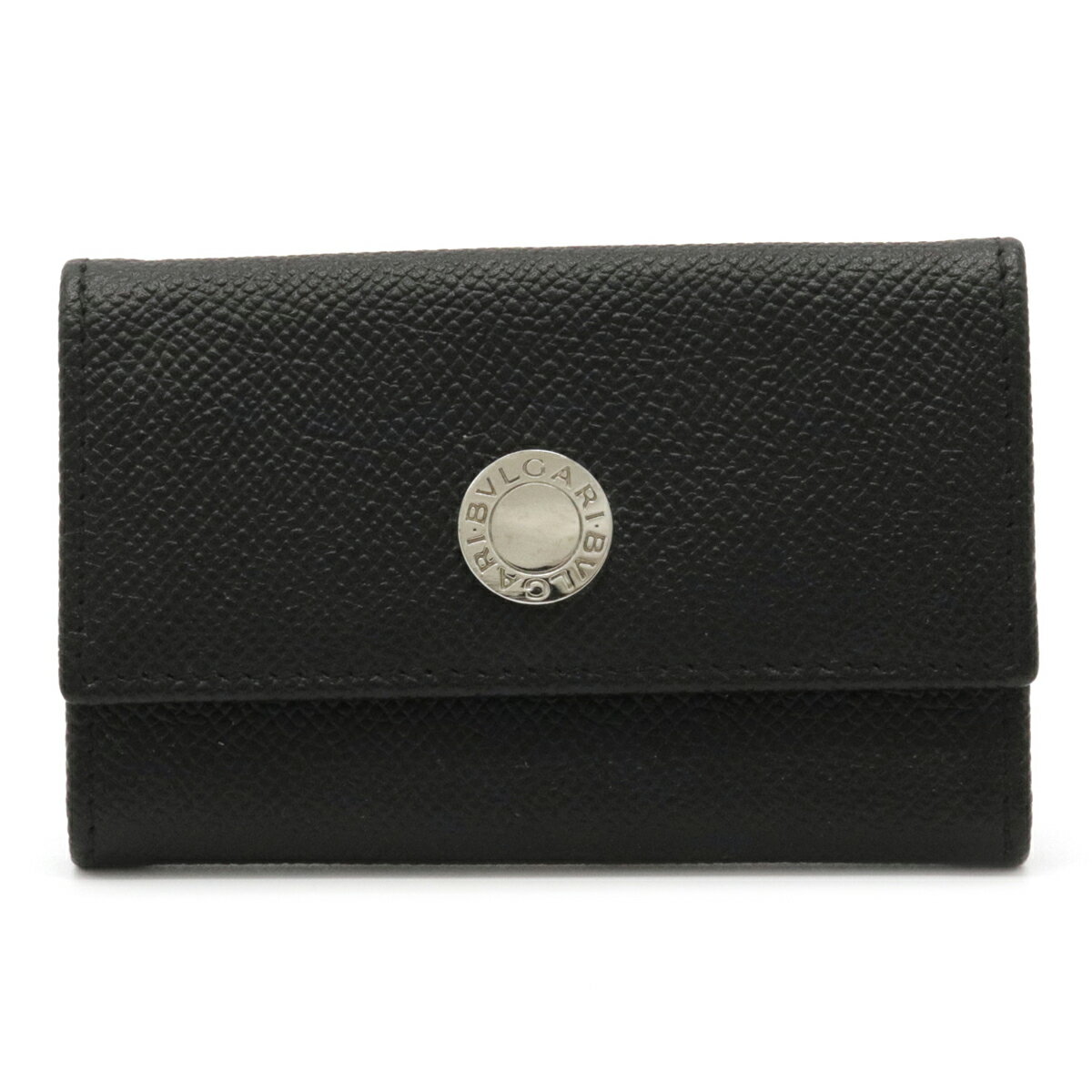 BVLGARI ブルガリ クラシコ グレインレザー ロゴ 6連キーケース ブラック 黒 シルバー金具 20234 【中古】