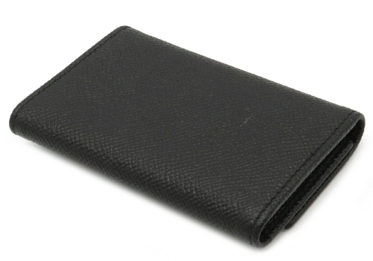 BVLGARI ブルガリ クラシコ グレインレザー ロゴ 6連キーケース ブラック 黒 シルバー金具 20234 【中古】