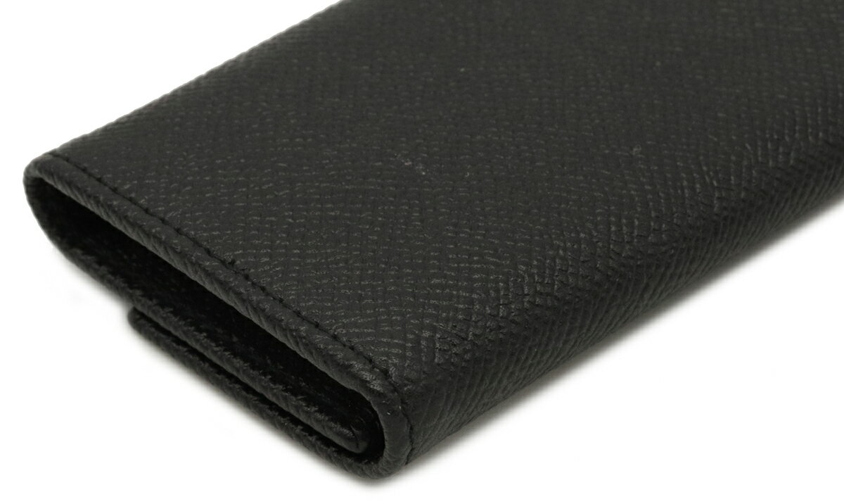 BVLGARI ブルガリ クラシコ グレインレザー ロゴ 6連キーケース ブラック 黒 シルバー金具 20234 【中古】