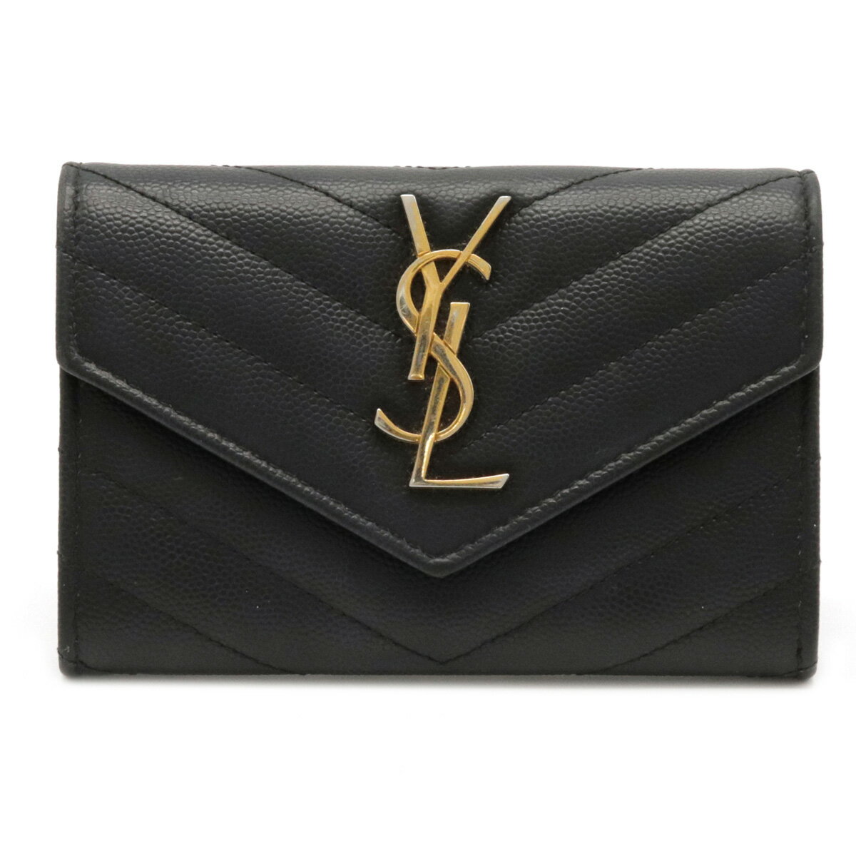 【財布】SAINT LAURENT PARIS サン ローラン パリ YSL イブサンローラン モノグラム コインケース 小銭入れ カードケース レザー ブラック 黒 414404 【中古】
