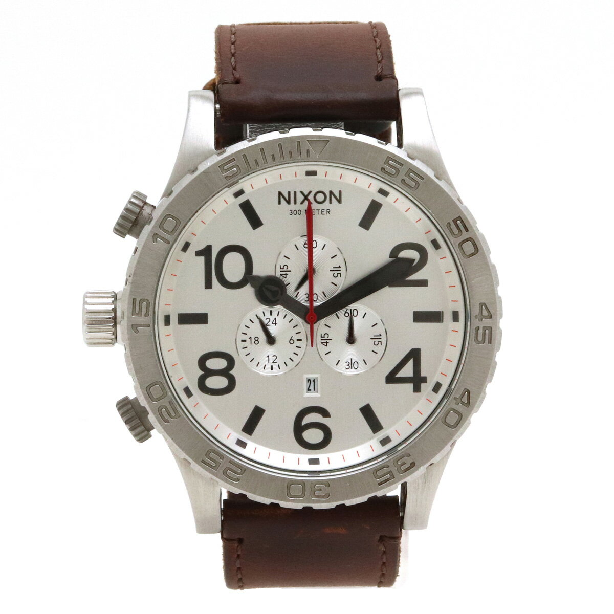 【ウォッチ】NIXON ニクソン クロノグラフ SIMPLIFY シルバー文字盤 メンズ クォーツ SS 革ベルト 腕時計 THE51-30 【中古】のサムネイル