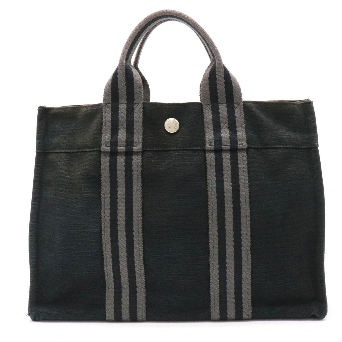【バッグ】HERMES エルメス フールトゥ トートPM フールトゥPM トートバッグ ハンドバッグ キャンバス 黒 ブラック グレー 【中古】のサムネイル