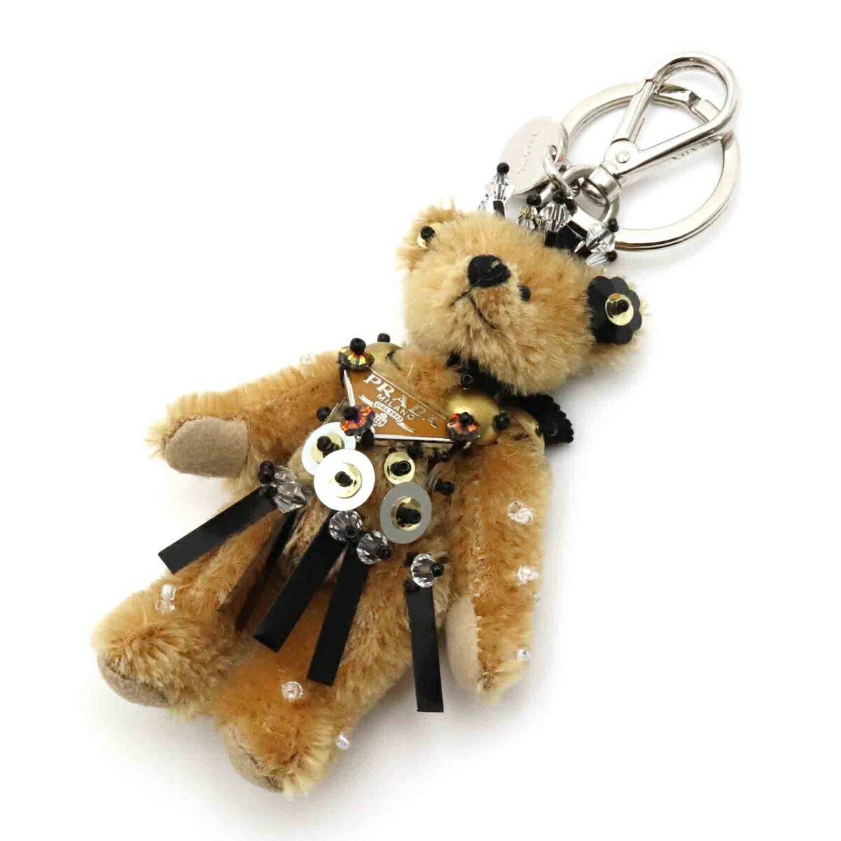 PRADA プラダ ベアトリック ベアー クマ キーホルダー チャーム キーリング ビーズ スパンコール ナチュラル 国内ブティック購入品 1AR875 【中古】のサムネイル