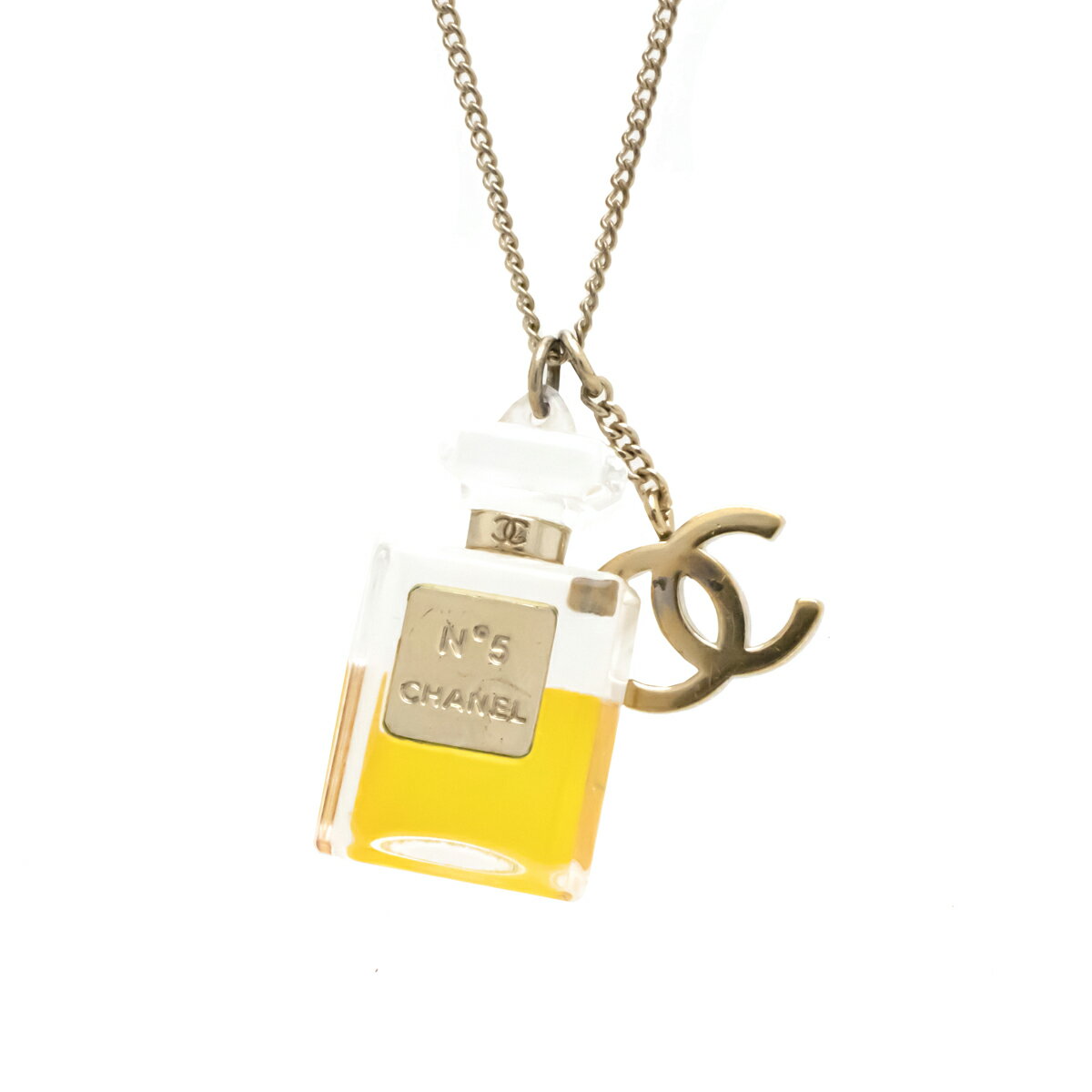 【ジュエリー】CHANEL シャネル ココマーク 香水 パフューム No.5 ボトル モチーフ ネックレス ペンダント GP ゴールド 08 A 【中古】のサムネイル