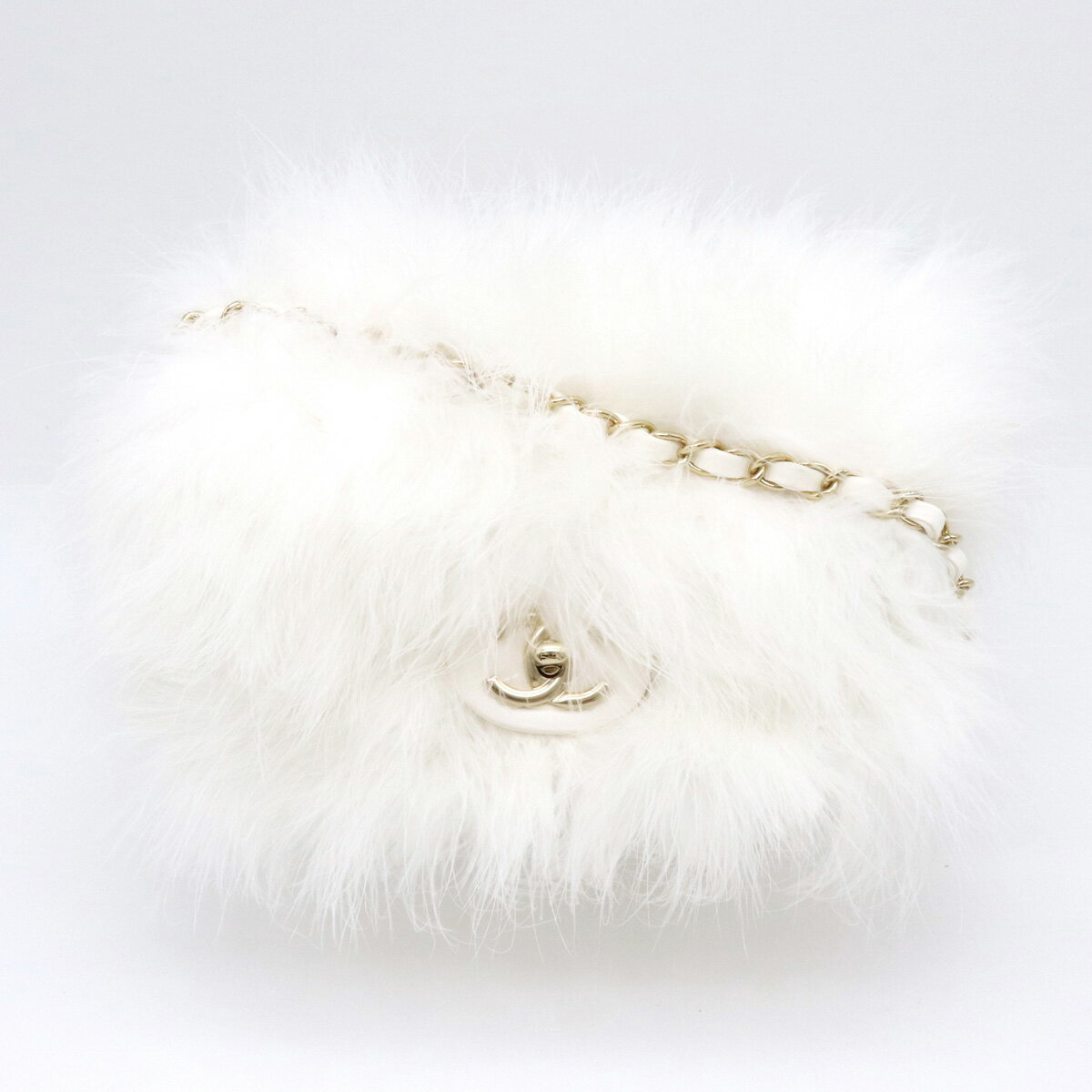 【バッグ】CHANEL シャネル マトラッセ ココマーク ファーバッグ チェーンバッグ ショルダーバッグ 斜め掛け レザー ホワイト 白 ゴールド金具 【中古】のサムネイル