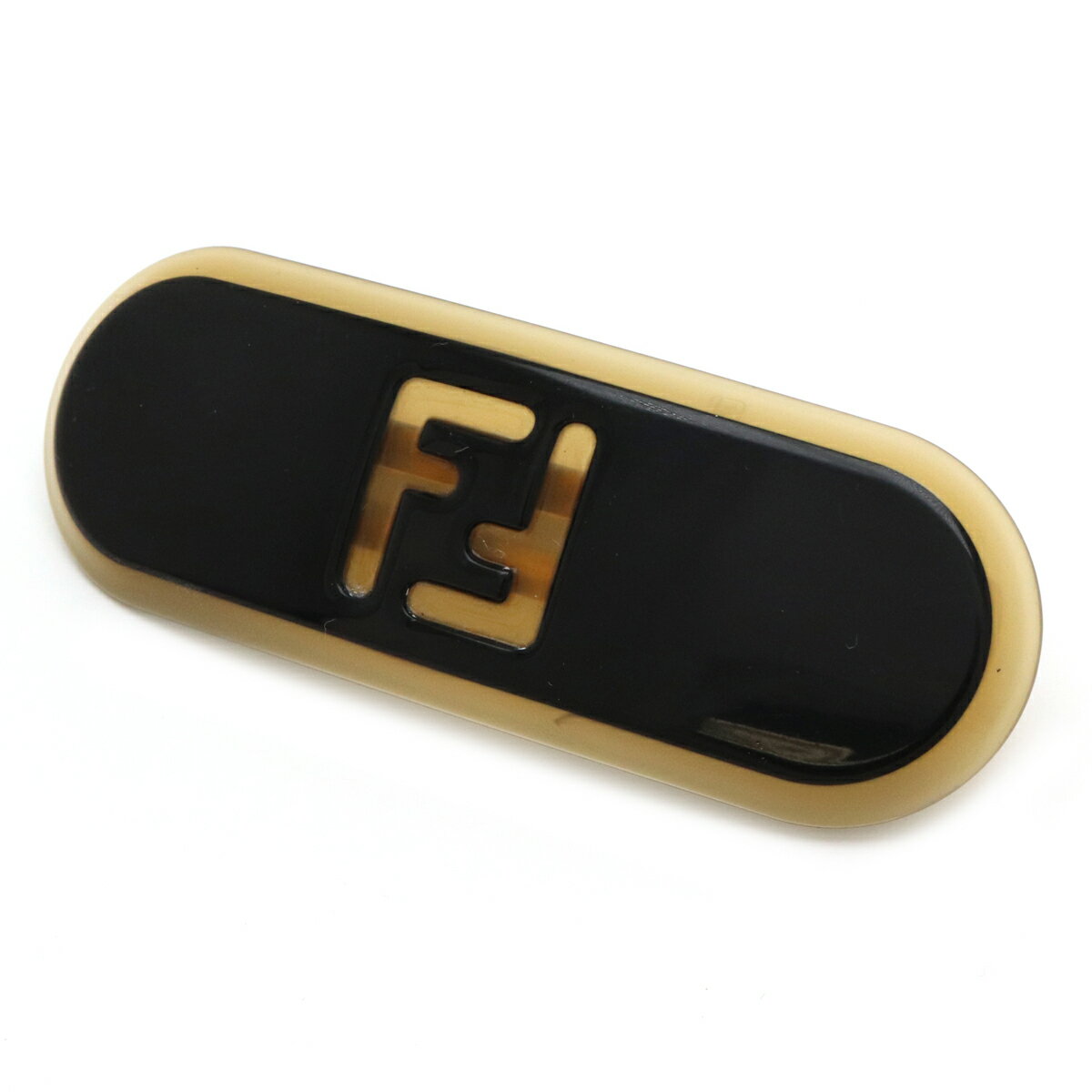 FENDI フェンディ バレッタ ヘアクリップ ヘアアクセサリー 髪留め プラスチック ブラック 黒 クリアカーキ ゴールド金具 【中古】のサムネイル