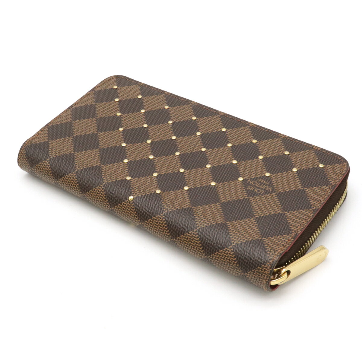 【財布】LOUIS VUITTON ルイ ヴィトン ダミエ ジッピー ウォレット ラウンドファスナー 長財布 ゴールドスタッズ N60122 【中古】