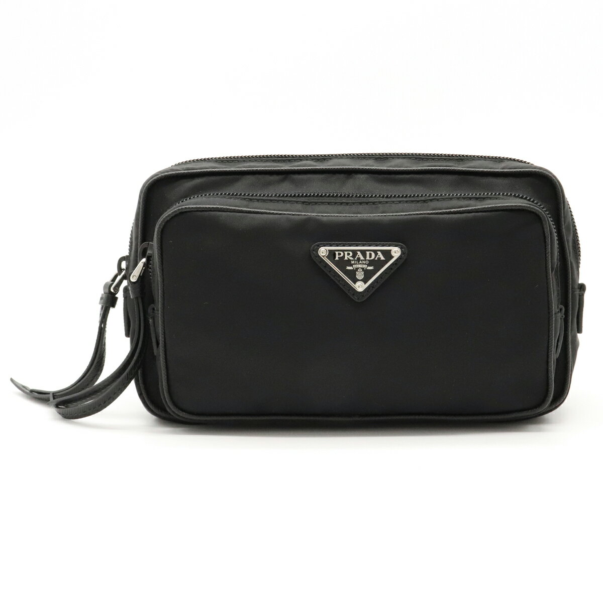 【バッグ】PRADA プラダ ボディバッグ ウエストポーチ ウエストバッグ ヒップバッグ ナイロン レザー NERO 黒 ブラック シルバー金具 1BL010 【中古】