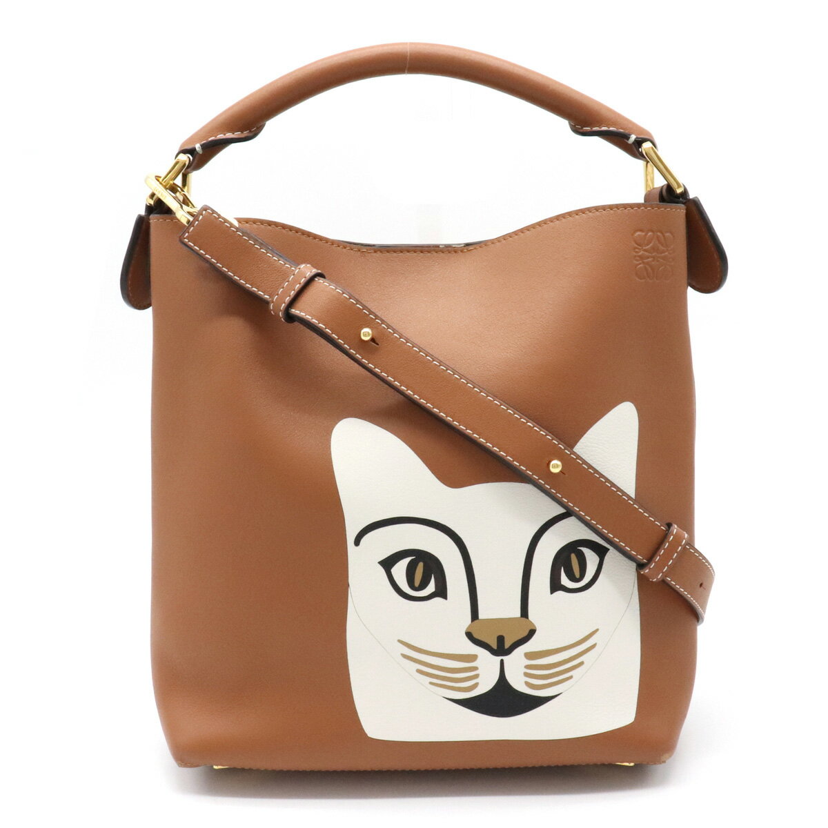 【バッグ】LOEWE ロエベ Tバケット アナグラム ハンドバッグ 2WAY ショルダーバッグ アニマル プリント レザー ブラウン 茶 ゴールド金具 【中古】のサムネイル