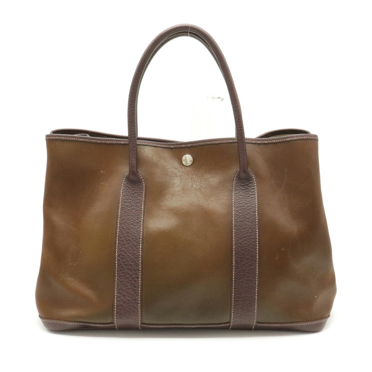 【バッグ】HERMES エルメス ガーデンパーティPM トートPM トートバッグ ハンドバッグ アマゾニア ダークブラウン 茶 シルバー金具 【中古】のサムネイル