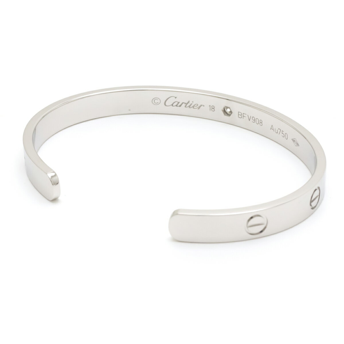 【ジュエリー】【新品仕上げ済】Cartier カルティエ LOVE ラブブレス ブレスレット オープンバングル K18WG 750WG ホワイトゴールド 1PD ダイヤモンド #18 B6029917 【中古】