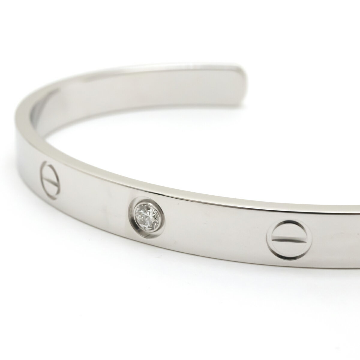 【ジュエリー】【新品仕上げ済】Cartier カルティエ LOVE ラブブレス ブレスレット オープンバングル K18WG 750WG ホワイトゴールド 1PD ダイヤモンド #18 B6029917 【中古】