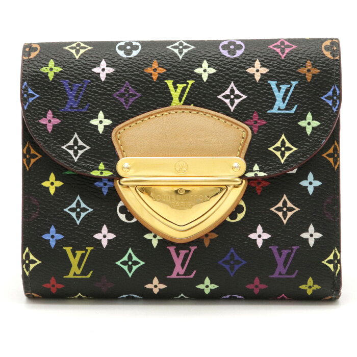 【財布】LOUIS VUITTON ルイ ヴィトン モノグラムマルチカラー ポルトフォイユ コアラ 3つ折財布 ノワール 黒 グルナード イニシャル入り M58087 【中古】