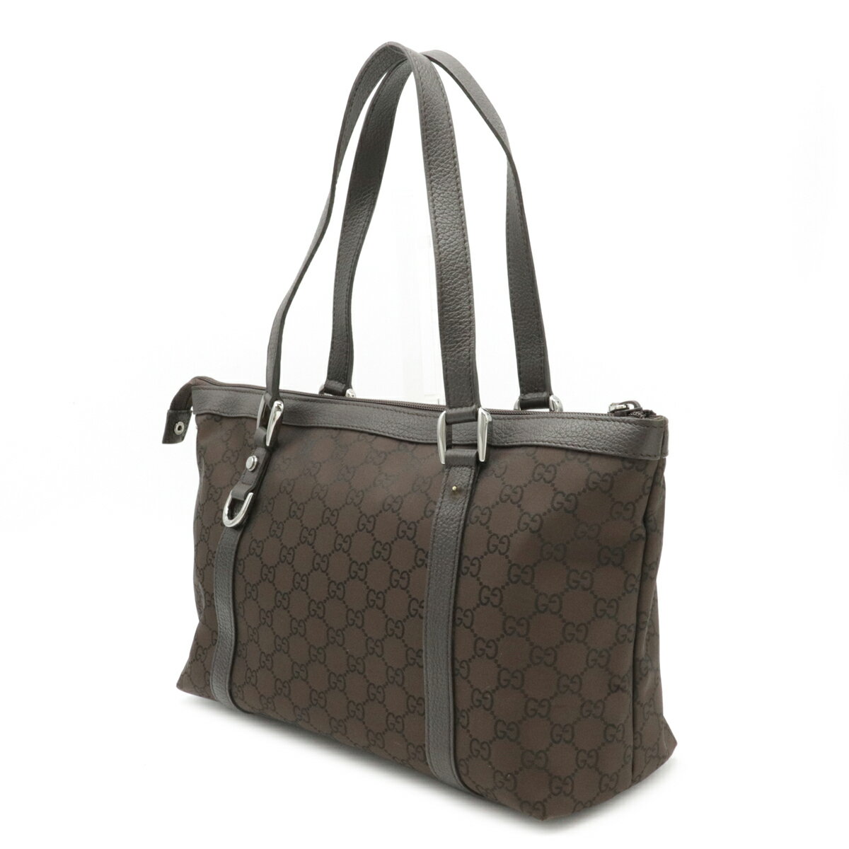 【先着順！最大5万円OFFクーポン！】【バッグ】GUCCI グッチ GGナイロン トートバッグ ショルダーバッグ ショルダートート レザー ダークブラウン 茶 アウトレット品 268640 【中古】