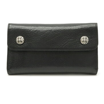 【先着順!最大5万円OFFクーポン!】【財布】CHROME HEARTS クロム ハーツ クロムハーツ ウェーブウォレット 3つ折長財布 三つ折り レザー クロス ブラック 黒 2246-304-0501-0900 【中古】