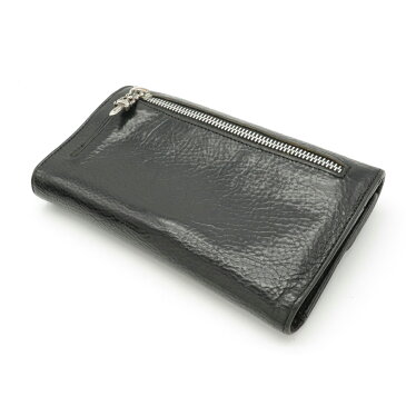 【先着順!最大5万円OFFクーポン!】【財布】CHROME HEARTS クロム ハーツ クロムハーツ ウェーブウォレット 3つ折長財布 三つ折り レザー クロス ブラック 黒 2246-304-0501-0900 【中古】