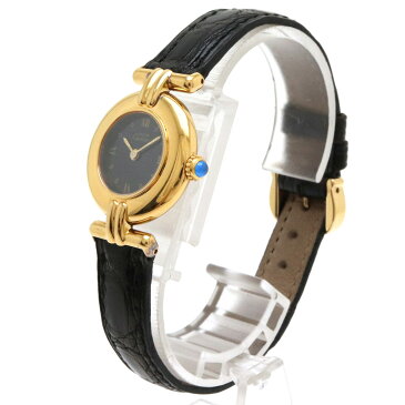 【先着順!最大5万円OFFクーポン!】【ウォッチ】 Cartier カルティエ マスト コリゼ ヴェルメイユ SV925 GP ブラック文字盤 レディース QZ クォーツ 腕時計 【中古】