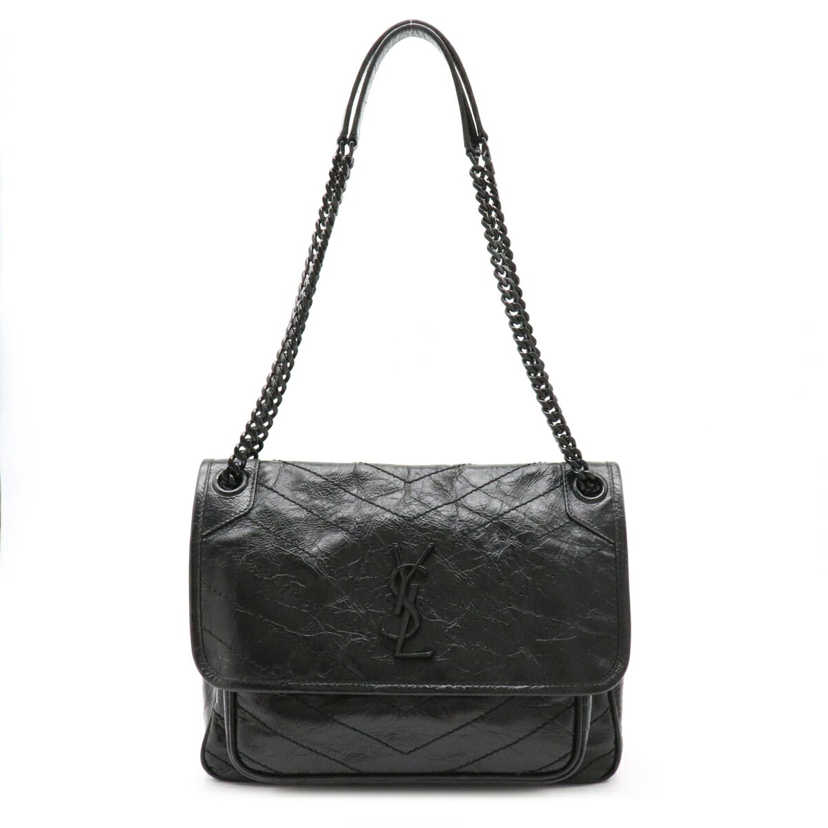 【バッグ】SAINT LAURENT PARIS サン ローラン パリ YSL イブサンローラン ニキ ミディアム チェーンショルダー トートバッグ レザー ブラック 575055 【中古】のサムネイル