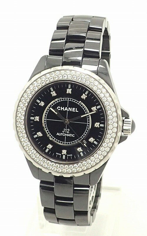 【中古】【ウォッチ】CHANEL シャネル J12 ブラックセラミック 2重ダイヤベゼル 12Pダイ ...