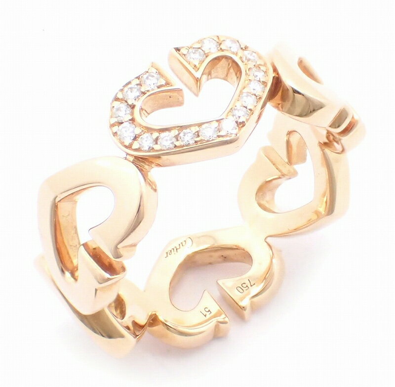 【ジュエリー】【新品仕上げ済】Cartier カルティエ Cハート 11号 #51 1モチーフ パヴェ ダイヤ リング K18PG 750PG ピンクゴールド B4047400 B4047451 【中古】【u】【Blumin 楽天市場店】のサムネイル