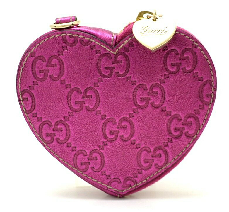 【財布】GUCCI グッチ グッチシマ レザー コインケース ハート 小銭入れ コインパース メタリックピンク ゴールド金具 152615 3731 【中古】【u】【Blumin/森田質店】【質屋出店】のサムネイル