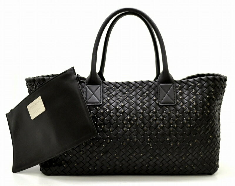 【未使用品】【バッグ】BOTTEGA VENETA ボッテガ ヴェネタ ボッテガベネタ イントレチャート カバMM スタッズ トートバッグ ショルダートート ブラック 黒 1000個限定品 【中古】【k】【Blumin/森田質店】【質屋出店】のサムネイル