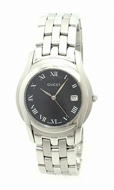 【ウォッチ】GUCCI グッチ ブラック文字盤 デイト メンズ QZ クォーツ 腕時計 5500M  ...