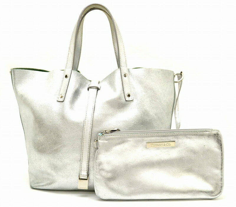 【バッグ】TIFFANY&Co. ティファニー リバーシブルトート スモール スエード メタリック レザー トートバッグ 【中古】【k】【Blumin/森田質店】【質屋出店】のサムネイル