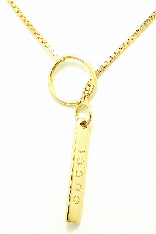 【ジュエリー】【新品仕上げ済】GUCCI グッチ ラリアット ネックレス ペンダント K18YG 750YG イエローゴールド ロゴ 【中古】【u】【Blumin/森田質店】【質屋出店】