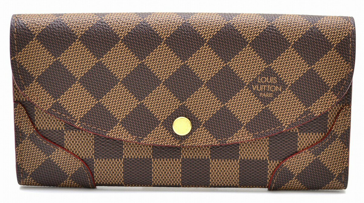 【財布】LOUIS VUITTON ルイ ヴィトン ダミエ ポルトフォイユ カイサ スリーズ 赤 レッド イニシャル入り N61221 【中古】【k】【Blumin/森田質店】【質屋出店】