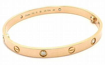 【ジュエリー】【新品仕上げ済】Cartier カルティエ ラブブレス LOVE #19 K18PG ピンクゴールド ハーフダイヤ 新型 ブレスレット ダイヤモンド ドライバー付き B6036019 【中古】