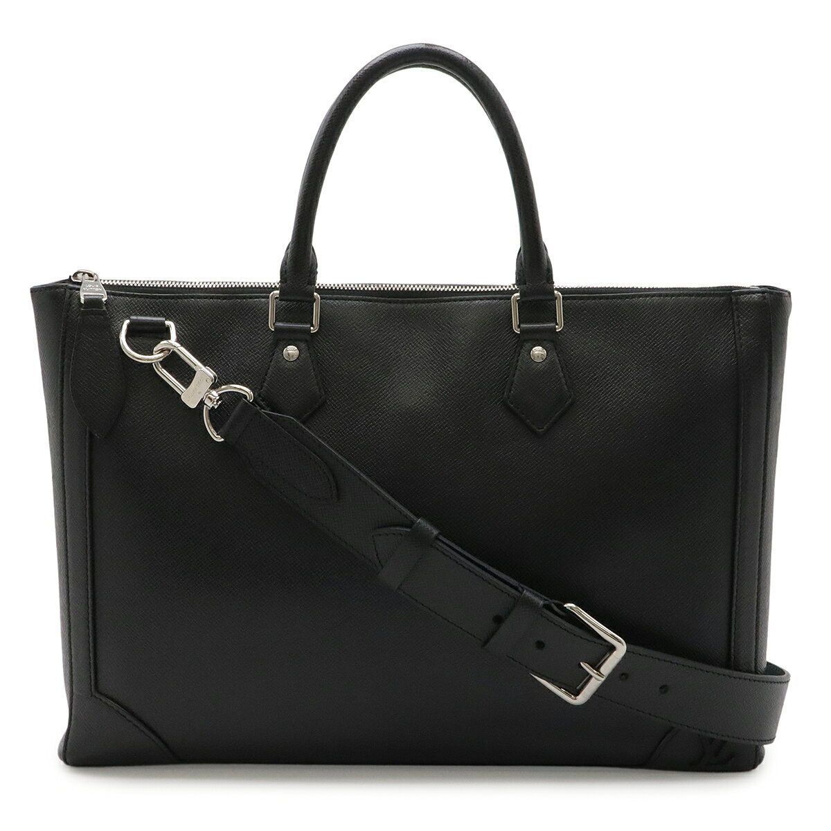 LOUIS VUITTON ルイ ヴィトン タイガ スリム ブリーフケース ビジネスバッグ 書類カバン ブラック 黒 M30810 シルバー金具 【中古】