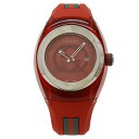 GUCCI グッチ シンク レッド文字盤 SS ラバー インターロッキングG シェリー レディース クォーツ QZ 腕時計 YA137303 137.3 【中古】(2)