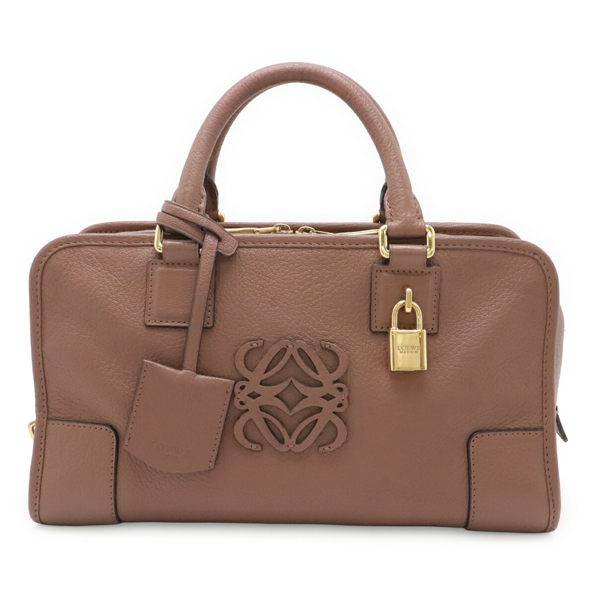 LOEWE ロエベ アマソナ28 アナグラム ハンドバッグ ミニボストンバッグ レザー テラコッタピンク ゴールド金具 【中古】