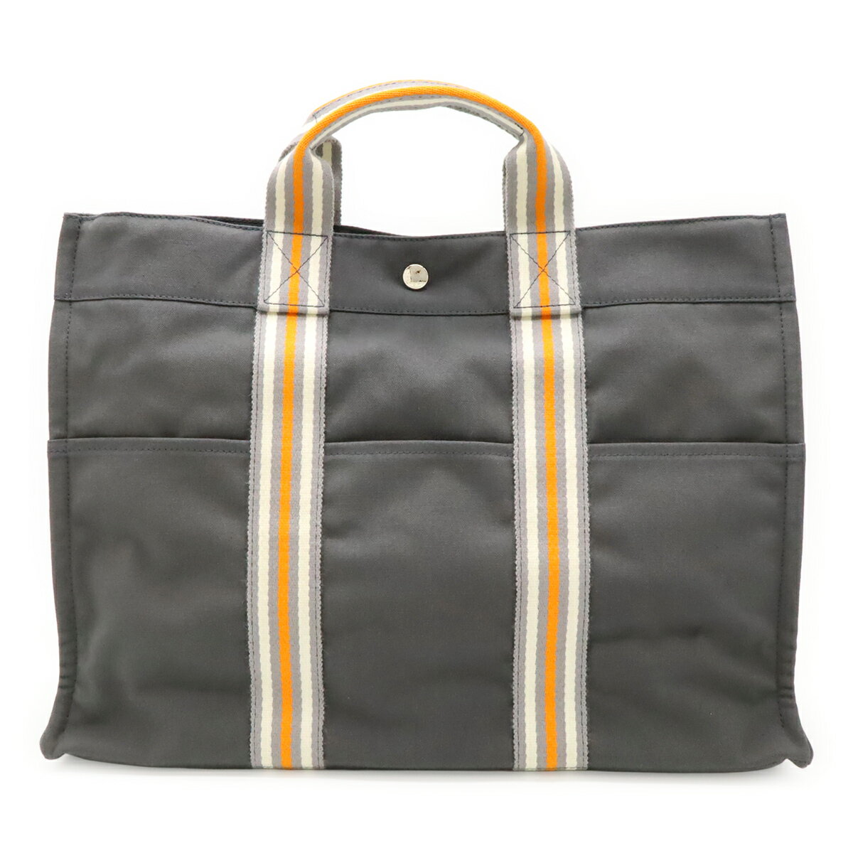 樂天商城 - HERMES エルメス フールトゥMM トートMM トートバッグ ハンドバッグ 2001年 銀座店限定モデル キャンバス グレー オレンジ ホワイト 【中古】