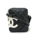 CHANEL シャネル カンボンライン ココマーク ミディアムポシェット ショルダーバッグ 斜め掛け ブラック 黒 ホワイト 白 ピンク A25177 【中古】