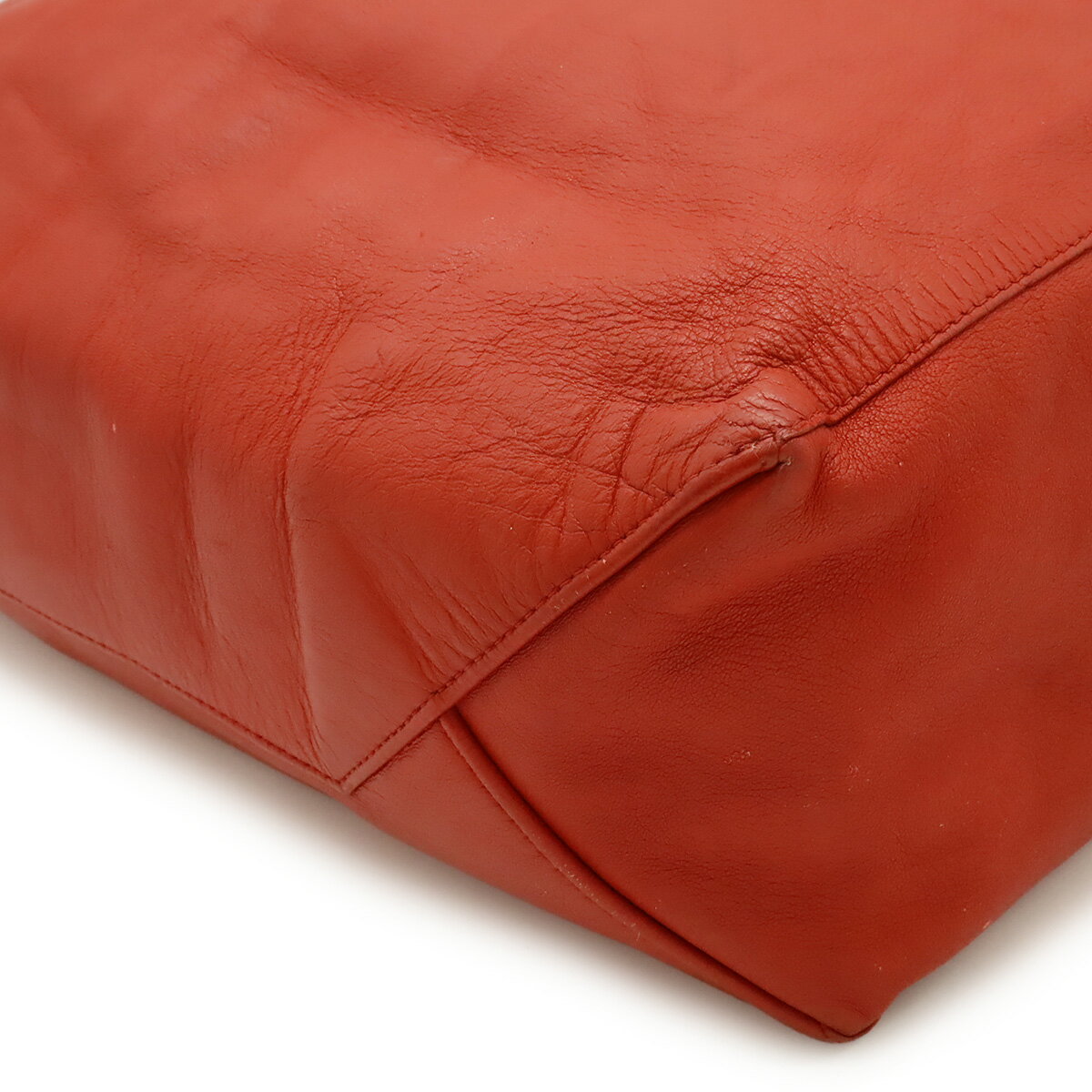 CELINE セリーヌ ホリゾンタルカバ バイカラー トートバッグ ラージトート ショルダーバッグ 縦長 レザ ピンクベージュ レッド 赤 【中古】