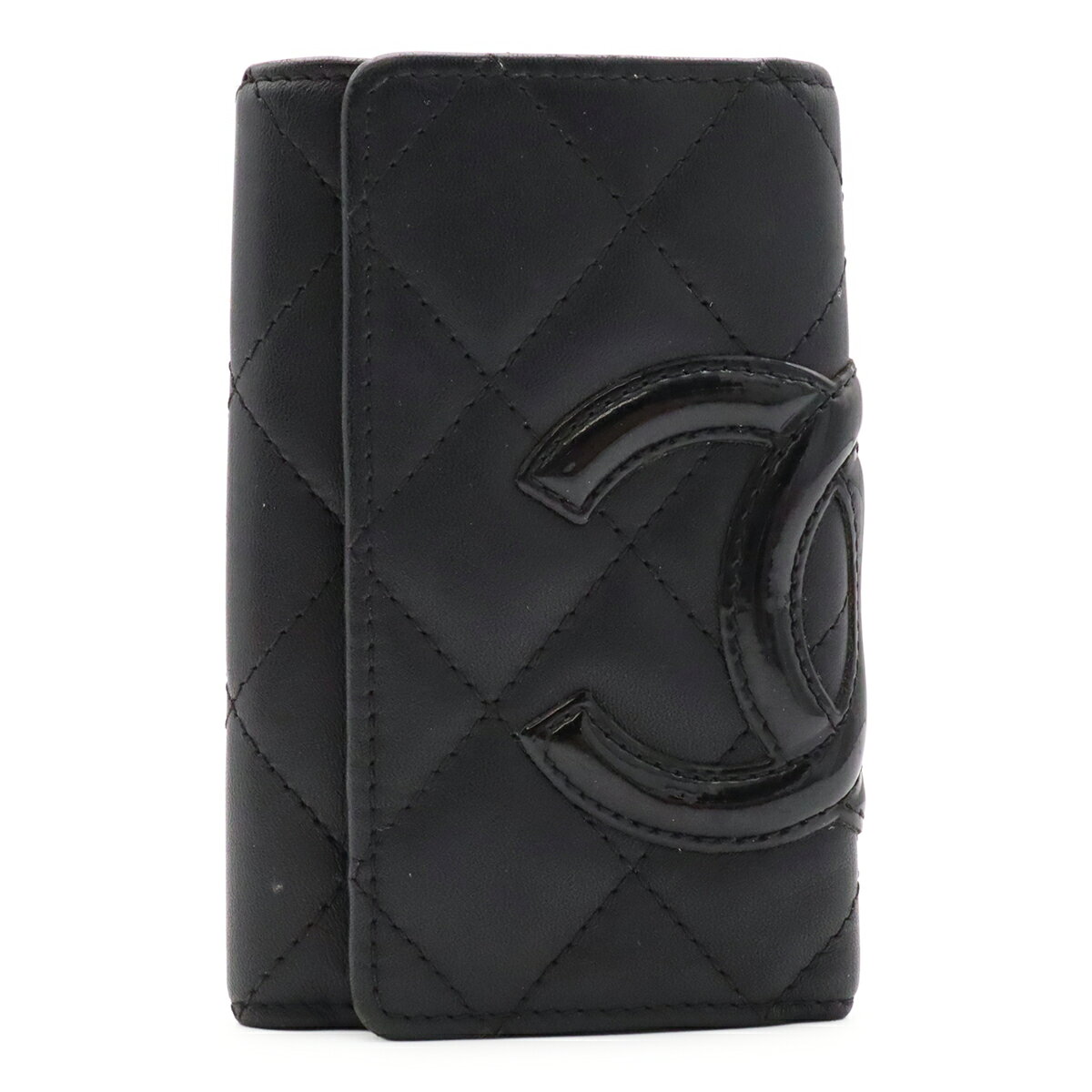 CHANEL シャネル カンボンライン キーケース 6連キーケース カーフ エナメル パテントレザー ブラック 黒 ピンク A26723 【中古】
