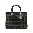 Christian Dior クリスチャン ディオール レディディオール カナージュ ハンドバッグ 2WAY ショルダーバッグ スタッズ レザー ブラック 黒 【中古】(4)