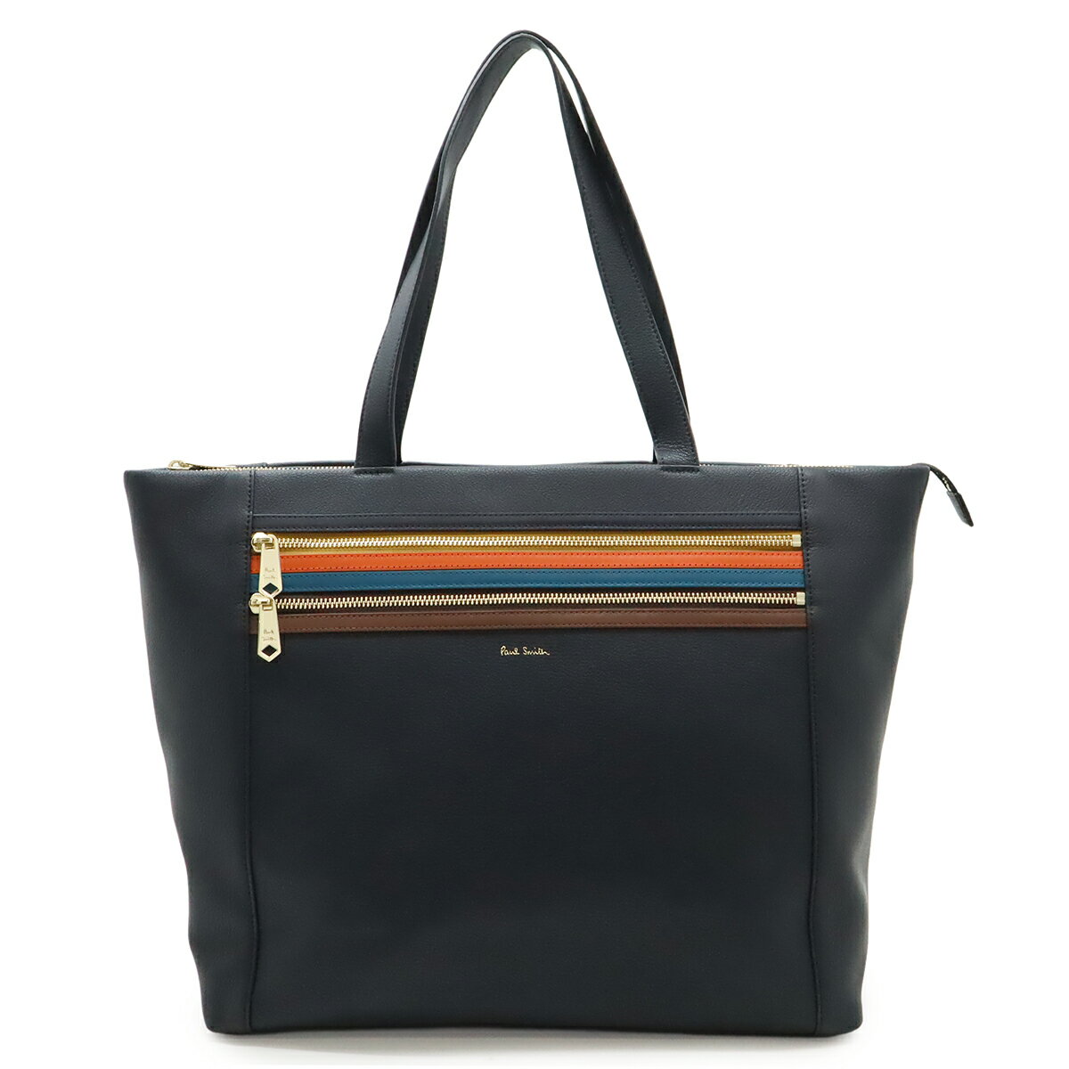 乐天商城 - Paul Smith ポール スミス ポールスミス シティウェビング ビジネスバッグ ブリーフケース トートバッグ レザー ネイビー 紺 ゴールド金具 PSN242 【中古】