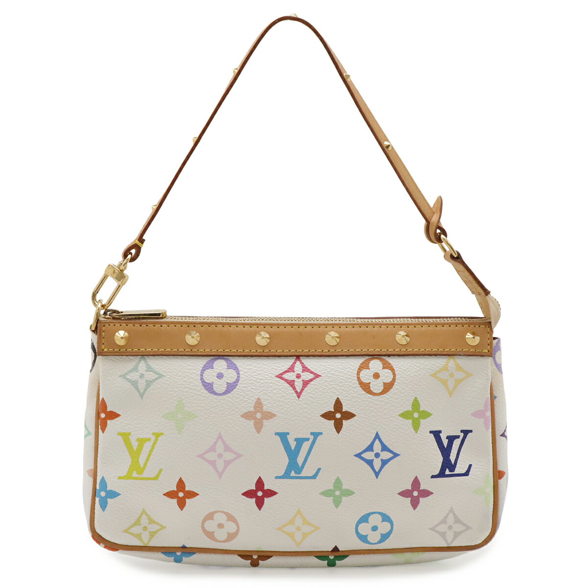 乐天商城 - LOUIS VUITTON ルイ ヴィトン モノグラムマルチカラー ポシェット アクセソワール アクセサリーポーチ パーティーバッグ ブロン 白 ホワイト M92649 【中古】