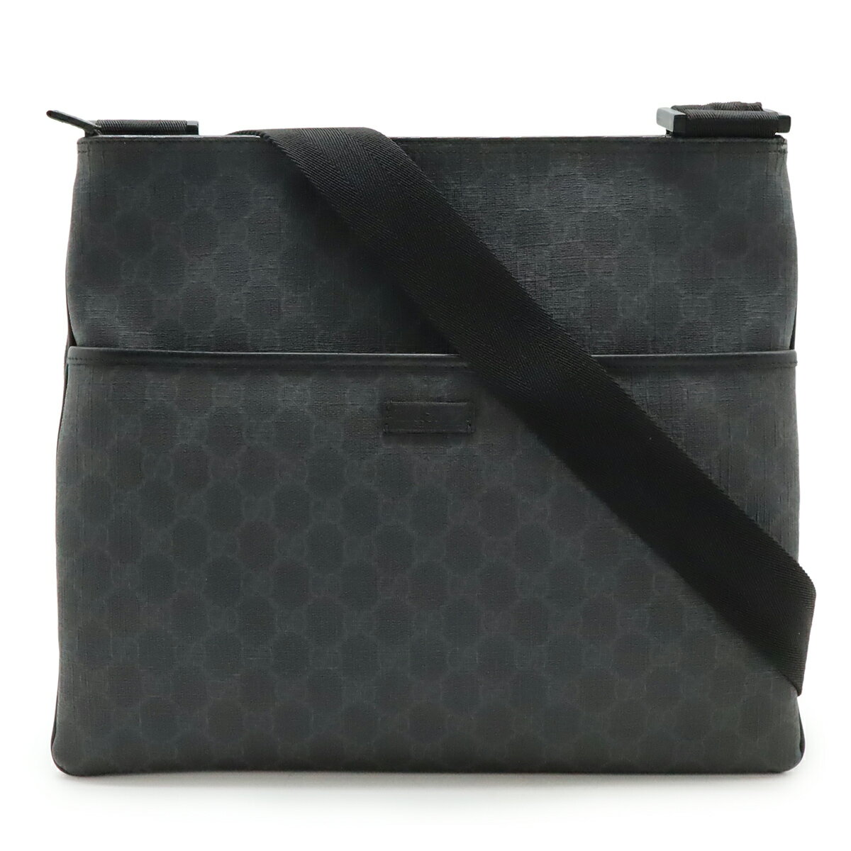 Rakuten - GUCCI グッチ GGスプリーム GGプラス ショルダーバッグ 斜め掛け PVC レザー ブラック 黒 グレー 162904 【中古】