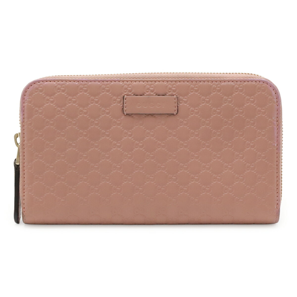 C, D, T, R, W - GUCCI グッチ マイクログッチシマ ラウンドファスナー 長財布 レザー ピンク ゴールド金具 アウトレット品 449391 【中古】