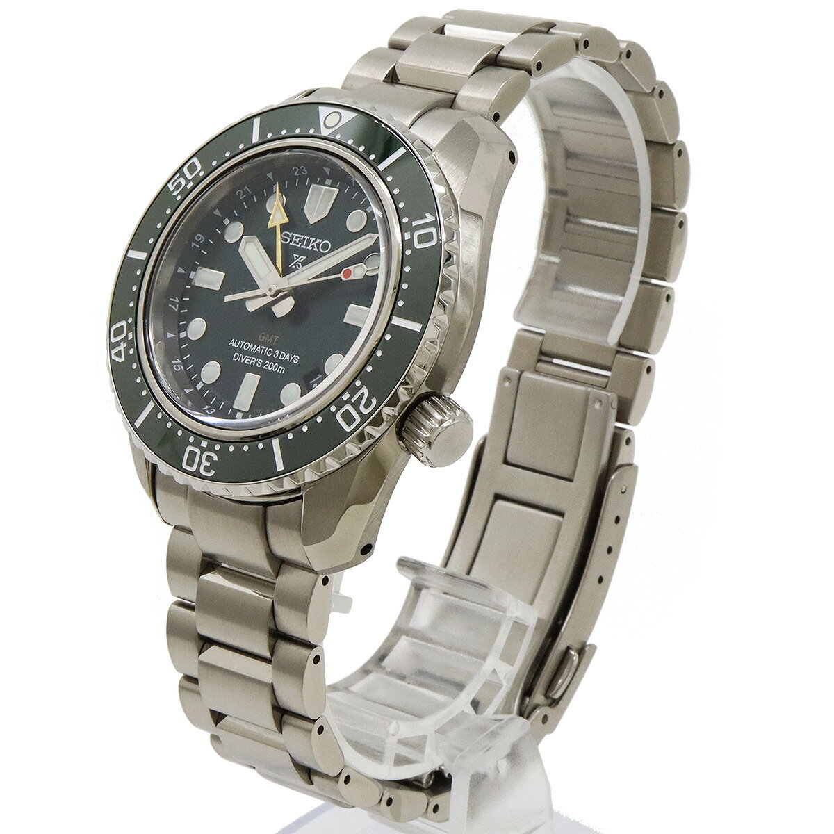 SEIKO セイコー PROSPEX プロスペックス ダイバースキューバGMT グリーン文字盤 メンズ AT オートマ 腕時計 6R54-00D0 SBEJ009 【中古】