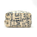 CHANEL シャネル バイシーライン マルチポーチ メイクポーチ 化粧ポーチ 小物入れ キャンバス ベージュ ネイビー 紺 【中古】