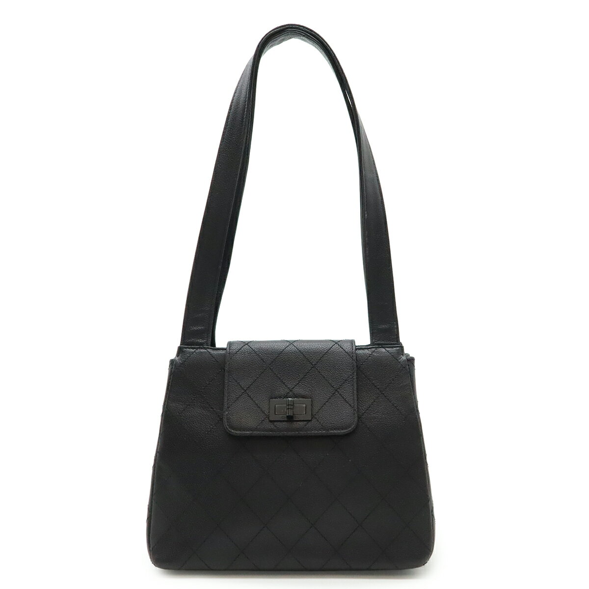 樂天商城 - CHANEL シャネル 2.55 マトラッセ ショルダーバッグ トートバッグ レザー ブラック 黒 ブラック金具 【中古】